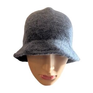 Blue Felted Wool Cloche Hat Bell